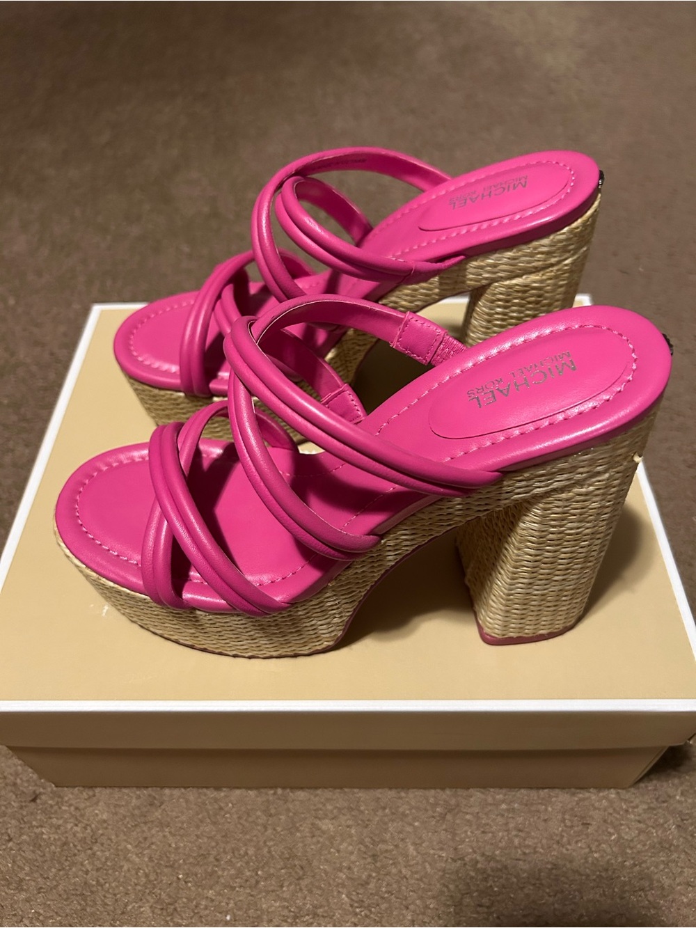 Michael Kors Corrine Slip On Strappy Espadrille Platform Sandals